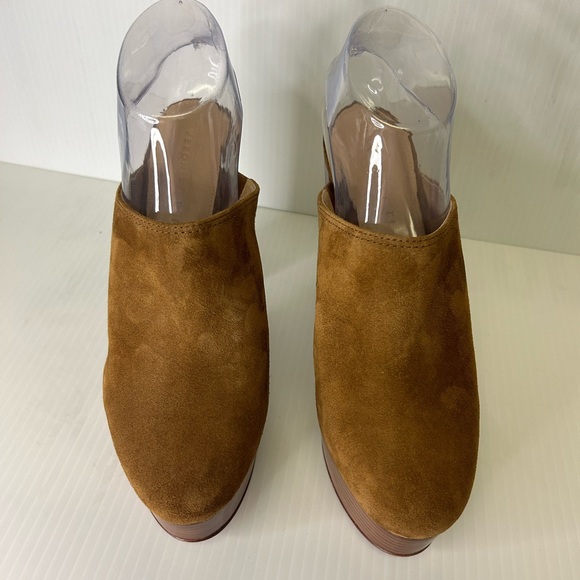 🤎”Veronica Beard” Beautiful Maren Cognac Suede Platform Heeled Clogs Size 7 - Picture 5 of 13